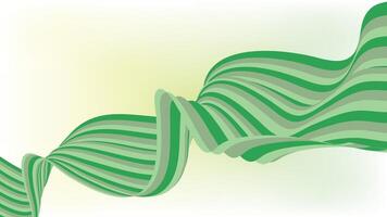Dynamic green striped wave flow on soft light background for abstract eco-themed design vector
