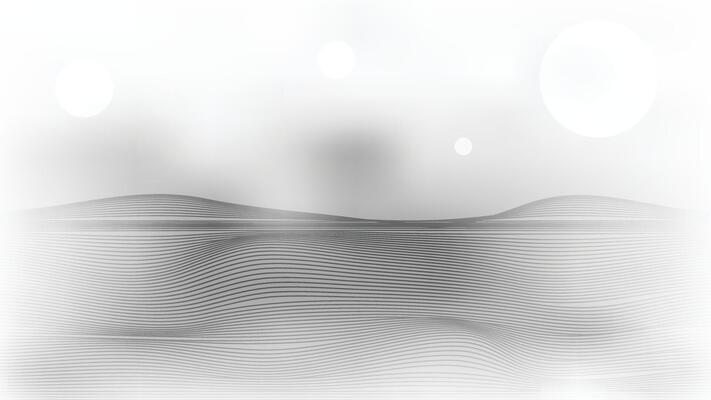 Elegant grey background with large transparent bold typography and soft glowing abstract wavy line design