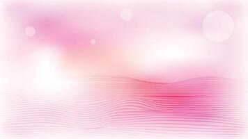 Pink and peach gradient abstract background with glowing bokeh and linear wave motion design vector