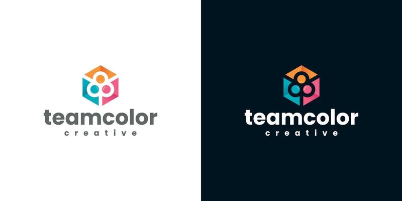 team color hexagon logo design