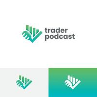 finance trader podcast logo design vector
