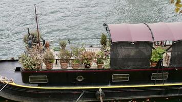 A boat with a roof on it photo