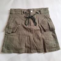 Army green skirt with pockets and drawstring front photo