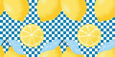 Seamless pattern with hand drawn lemons, with textured paper background. Inspired by sunny Italian coast. illustration vector