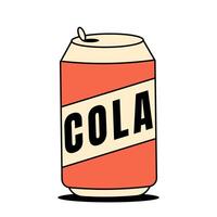 Colorful retro soda can icon. Vintage 1950s aesthetic with bright colors and minimal shapes. Perfect for beverage design,pop art collections,diner themes. Flat illustration on white background vector