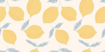 Seamless pattern with lemons. Italian summer vacation. Flat print, background with citrus fruits. trendy design for fabric, wrapping paper vector