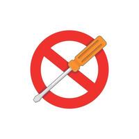 design of a sign prohibiting the use of screwdrivers. vector