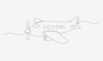 Airplane drawn with one unbroken line, capturing movement and simplicity vector