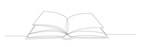 Open Book One Line Drawing Illustration on White Background vector