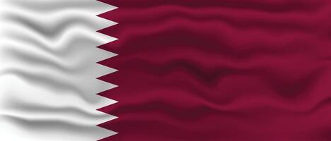 Waving Flag of Qatar with Textured Effect. vector