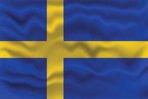 Waving Flag of Swedish with Textured Effect. vector