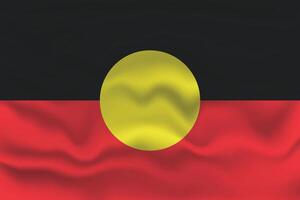 Waving Flag of Australian Aboriginal with Textured Effect. vector