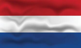 Detailed illustration of the Netherlands flag with a waving effect. vector