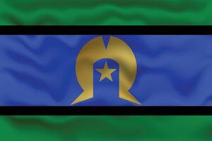 Waving Flag of Torres Strait Islander with Textured Effect. Australian Torres is a sign symbol. vector