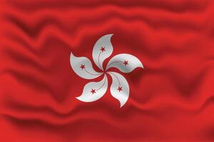 Waving Flag of Hong Kong with Textured Effect. vector
