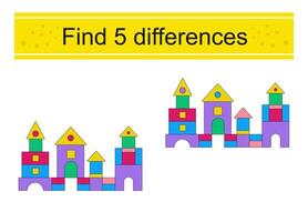 Find 5 differences. Logic game for kids. Preschool worksheet activity. vector