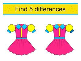 Find 5 differences Logic puzzle game for kids vector