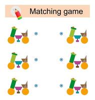 Matching game for children. Task for the development of attention and logic. illustration of cartoon motorcycle. vector