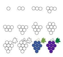 How to draw step by step Worksheet easy guide to drawing cartoon grape. Developing kids skills for drawing and coloring. vector