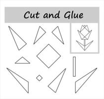 DIY worksheet. Color, cut parts of the image and glue on the paper. Cartoon flower. vector