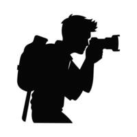 Man with Camera Taking Photos Silhouette vector