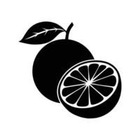 Orange Fruit Silhouette with Leaf vector