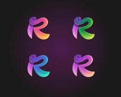 Abstract colorful letter r logo variations vector