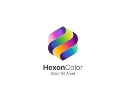 Colorful hexagon with smooth gradient logo vector