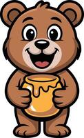 A cartoon bear holding a jar of honey vector
