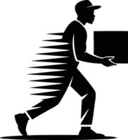 A man carrying a box with a wind effect vector