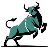 A bull is running in the foreground vector