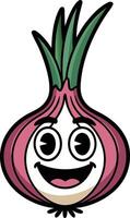 An onion with a big smile on its face vector