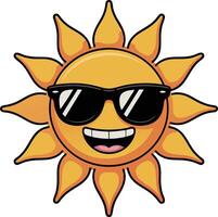 Sun with sunglasses vector