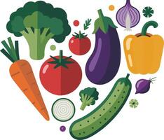 Vegetables in the shape of a heart vector