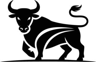 The bull is black and white and has a long tail vector