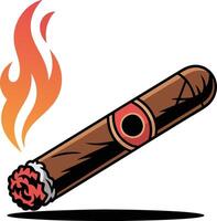 A cigar with flames on it vector