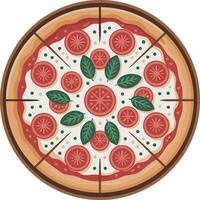 A pizza with tomatoes and cheese on a white background vector