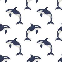 Seamless pattern with killer whale on white background. For sea or oceanic themes, packaging and textile designs vector