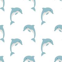 Seamless pattern with playful dolphin on white background. For sea or oceanic themes, packaging and textile designs. vector