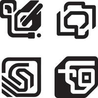 Four Abstract Icons Representing Technology and Connection vector
