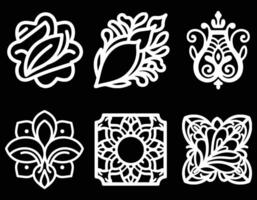 Six Elegant, Intricate Floral Design Elements vector