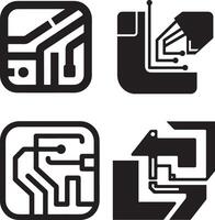 Abstract black and white geometric shapes for technology or futuristic design vector