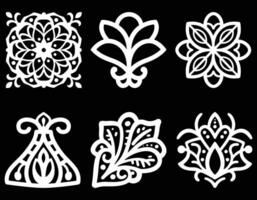 White Set of Decorative, Ornate Floral and Geometric Patterns vector