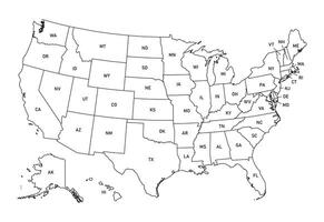 USA Map With Administrative State Outlines vector