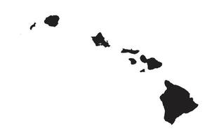 Hawaii Black Map White Isolated Background vector