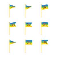 Set Pole Berber Flag Waving vector