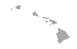 Hawaii Grey Map White Isolated Background vector