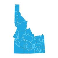 Idaho Blue Administrative Map White Isolated Background vector