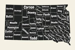 South Dakota Poster Geographic Themes Map vector