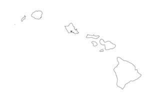 Hawaii Outline Map White Isolated Background vector